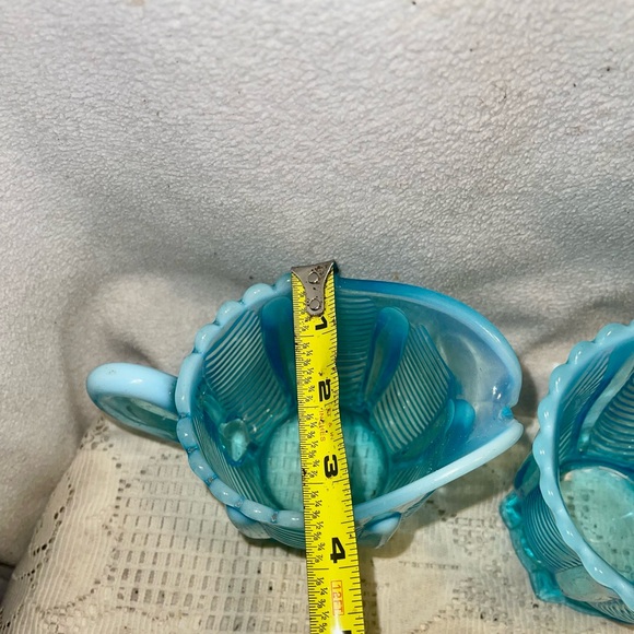 Antique Northwood blue opalescent glass cream and sugar set - Picture 5 of 9